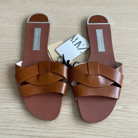Zara Shoes - Zara Basic Collection Leather Sandals in Brown